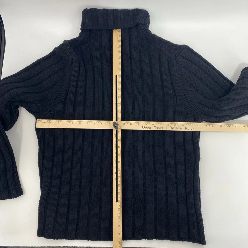 Banana Republic Mens Extra Large Black Lambswool Cashmere Ribbed Knit Sweater